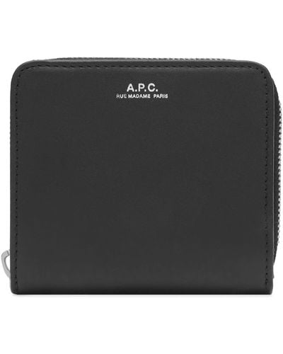 A.P.C. Compact Emmanuel Zip Wallet - Black