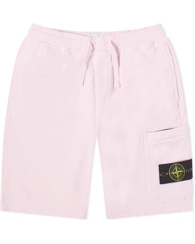 Stone Island Garment Dyed Sweat Shorts - Pink