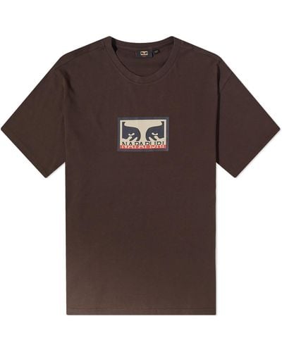 Napapijri X Obey Logo T-Shirt - Brown