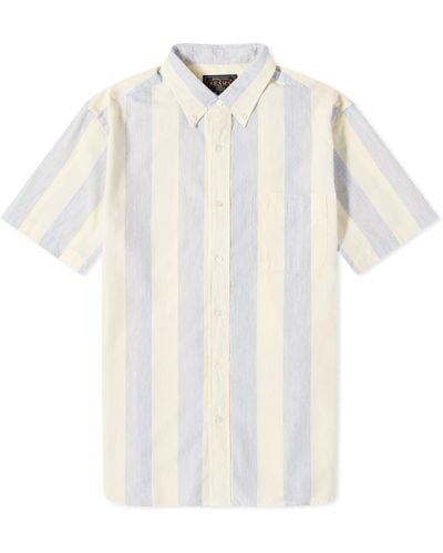 Beams Plus Bd Short Sleeve Shadow Stripe Shirt - White