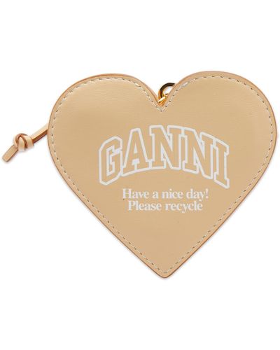 Ganni Funny Heart Zip Coin Purse - Natural