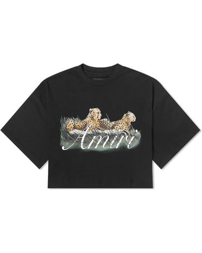 Amiri Cheetah Logo Cropped T-Shirt - Black