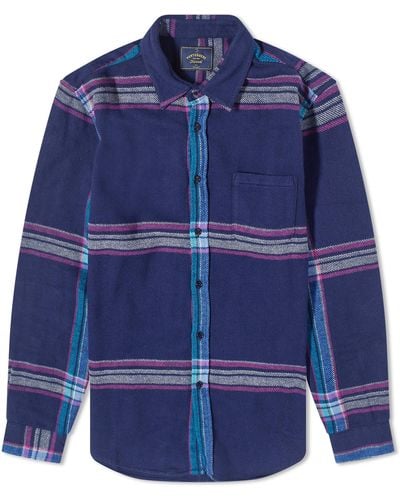 Portuguese Flannel Trim Check Shirt - Blue