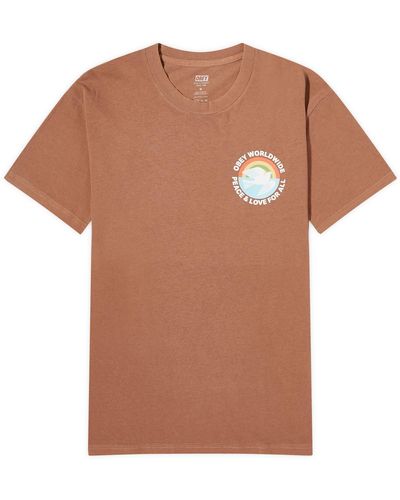 Obey Peace & Love For All T-Shirt - Brown