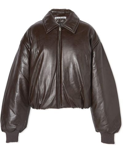 Acne Studios Onnea Leather Bomber Jacket - Brown