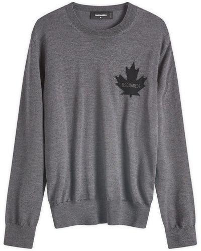 DSquared² D2 Leaf Crew Neck Sweater - Gray