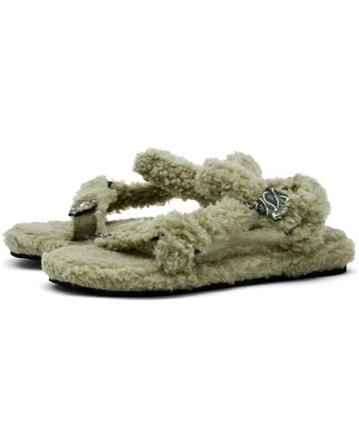 ARIZONA LOVE Trekky Faux Fur Sandals - Green