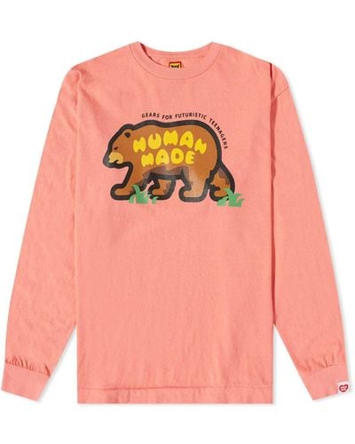 Human Made Long Sleeve Bear T-Shirt - Pink