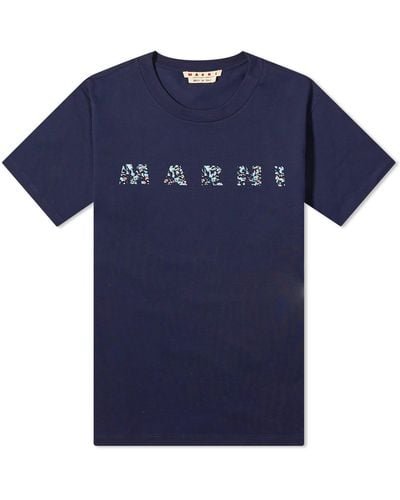 Marni Floral Logo T-Shirt - Blue