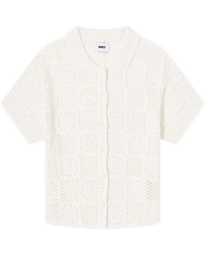 Obey Agatha Crochet Knit Top - White