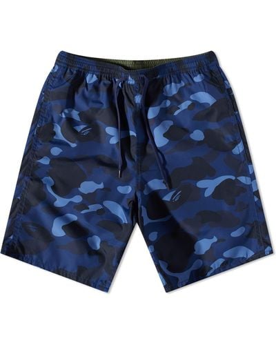 A Bathing Ape Colour Camo Shark Reversible Shorts - Blue