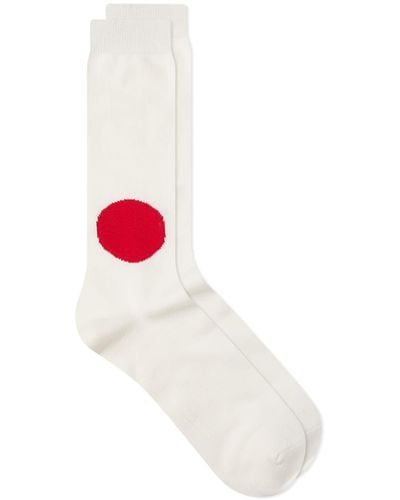 Blue Blue Japan Japan Japanese Flag Sock - White