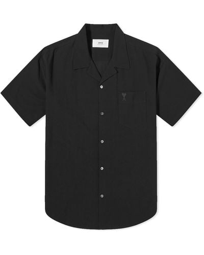 Ami Paris Tonal Logo Camp Collar Shirt - Black