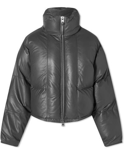 Agolde Edie Leather Puffer Jacket - Gray