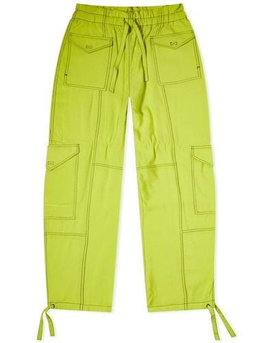 Ganni High Waist Cargo Pocket Pant - Yellow