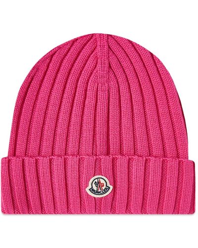 Moncler Rib-knit Wool Beanie - Pink
