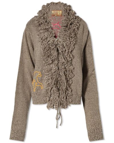Brain Dead Marled Embroidered Cardigan - Brown