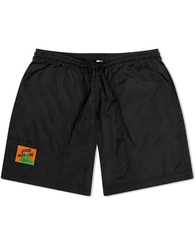 Good Morning Tapes Mountain Logo Swim Shorts - Black