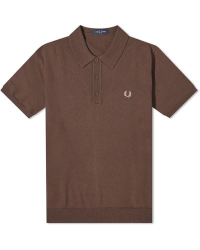 Fred Perry Classic Knit Polo Shirt - Brown