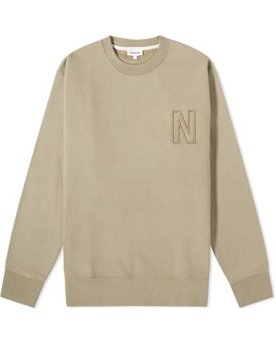 Norse Projects Arne Relaxed N Logo Crew Sweat - Natural