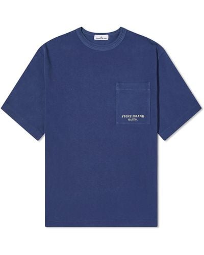 Stone Island Marina Logo Pocket T-Shirt - Blue
