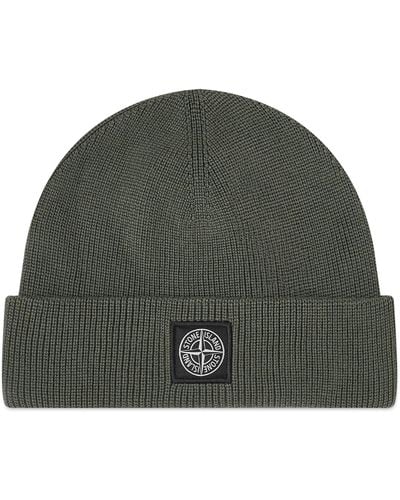 Stone Island Knitted Patch Beanie - Green