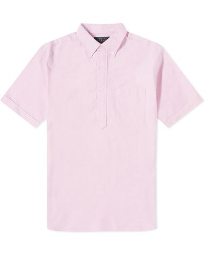 Beams Plus Bd Popover Short Sleeve Oxford Shirt - Pink