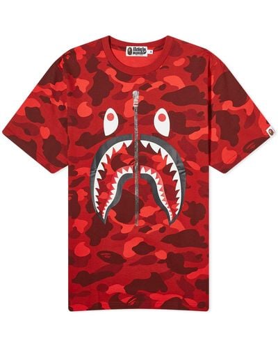 A Bathing Ape Colour Camo Shark T-Shirt - Red
