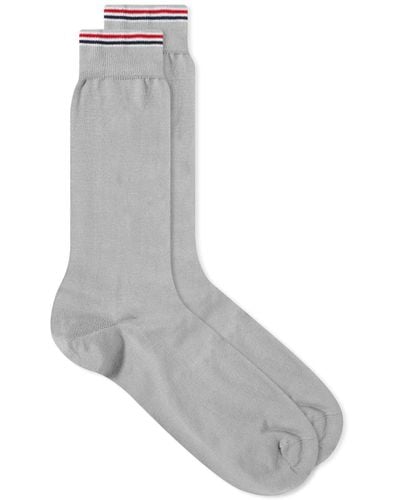 Thom Browne Jersey Stitch Tipping Stripe Sock - Grey