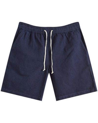 Universal Works Linen Slub Beach Shorts - Blue