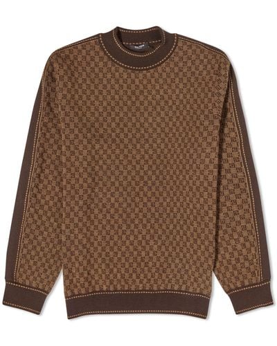 Balmain Mini Monogram Jacquard Knitted Sweater - Brown