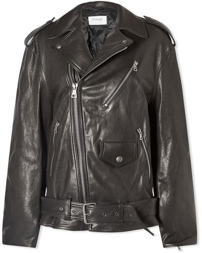 Sportmax Samanta Leather Biker Jacket - Black