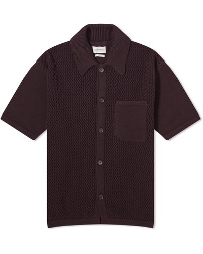 Oliver Spencer Mawes Short Sleeve Knitted Shirt - Purple