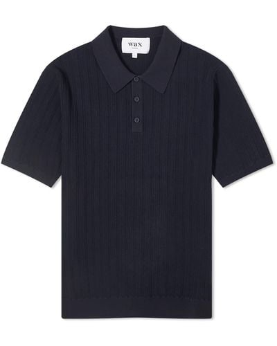 Wax London Naples Knit Polo Shirt - Blue