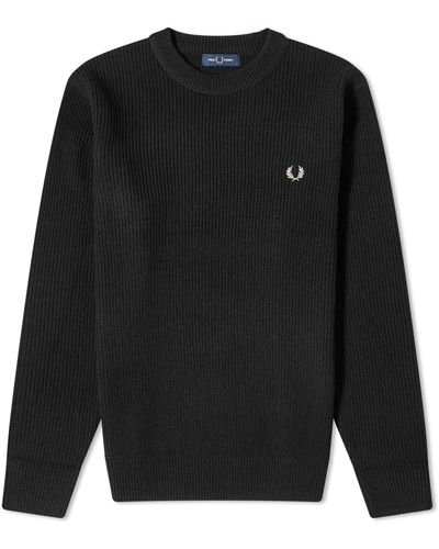 Fred Perry Textured Lambswool Jumper - Black