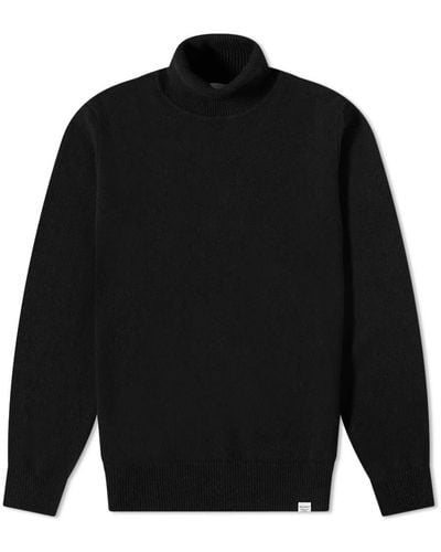 Norse Projects Kirk Lambswool Roll Neck Knit - Black