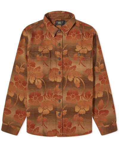 RRL Matlock Floral Overshirt - Brown