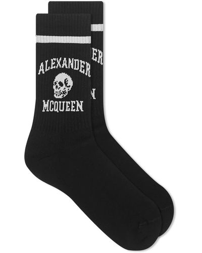 Alexander McQueen Varsity Skull Logo Sock - Black