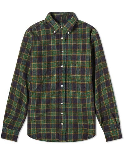Gitman Vintage Button Down Tweed Check Shirt - Green