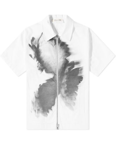 1017 ALYX 9SM Flower Print Short Sleeve Zip Shirt - White