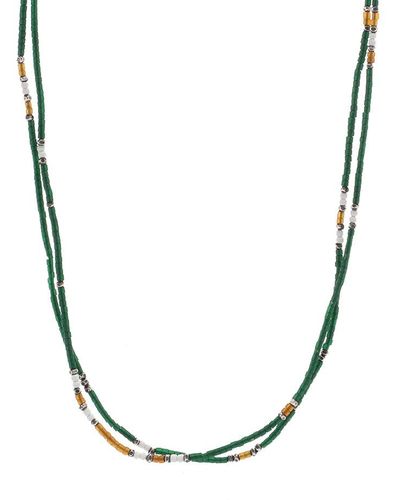 M. Cohen 30" Stacked Mini Bead Necklace - Green