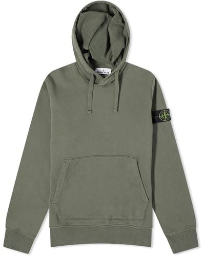 Stone Island Garment Dyed Popover Hoodie - Green