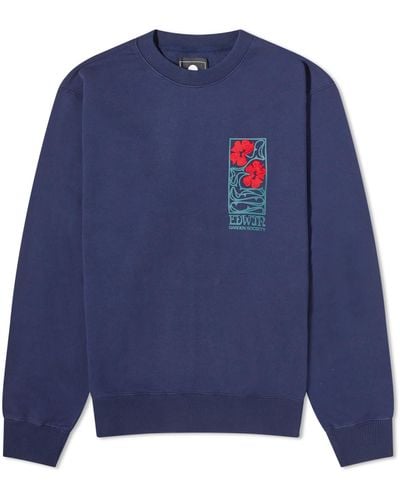 Edwin Garden Society Crew Sweater - Blue