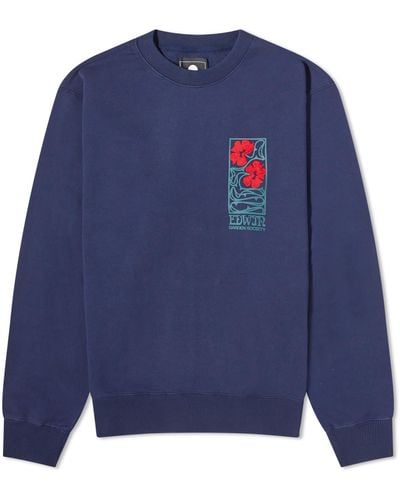 Edwin Garden Society Crew Jumper - Blue