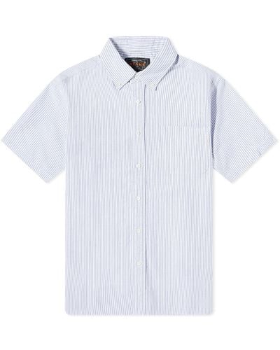 Beams Plus Bd Candy Stripe Short Sleeve Shirt - Blue