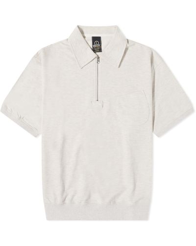 FRIZMWORKS Half Zip Short Sleeve Sweater - White