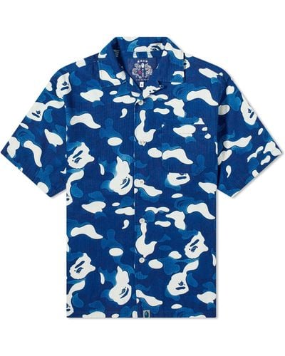 A Bathing Ape Abc Camo Vacation Shirt - Blue