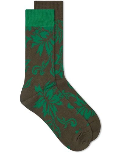 Sacai Floral Socks - Green