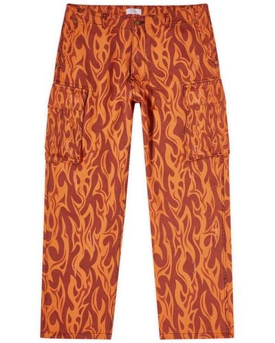 ERL Flame Cargo Pants - Orange