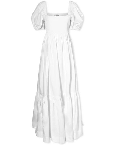 Ganni Smock Maxi Dress - White
